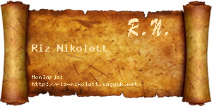 Riz Nikolett névjegykártya